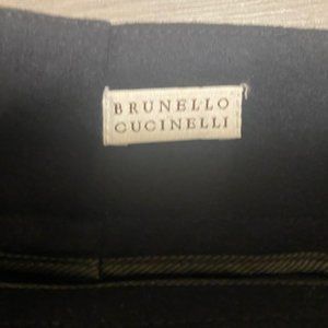 Bruno Cuccinelli Navy Wool Skirt with Interesting Gathered Front